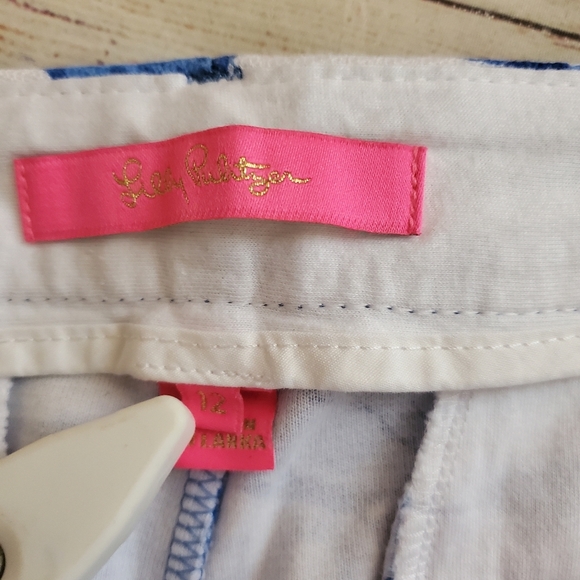 Lilly Pulitzer Womens Sz 12 Callahan Knit Blue Tang Flocking Fabulous 5" Shorts - Picture 9 of 11